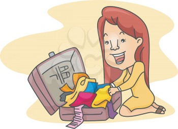 Royalty Free Clipart Image of a Woman Packing