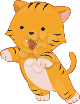 Royalty Free Clipart Image of a Lunging Baby Tiger