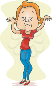 Royalty Free Clipart Image of a Wobbly Woman Standing With Her Arms Out