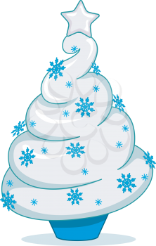 Royalty Free Clipart Image of a Christmas Tree Shaped Soft Ice-Cream Cone