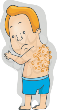 Royalty Free Clipart Image of a Man With a Hairy Back