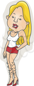 Royalty Free Clipart Image of a Woman With Hairy Legs