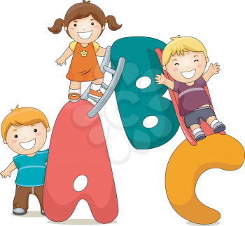 Royalty Free Clipart Image of Kids on ABC
