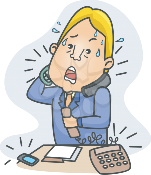 Royalty Free Clipart Image of a Man Talking on Two Phones