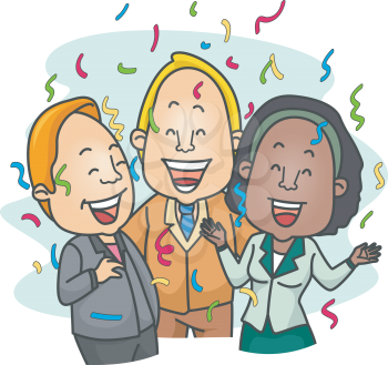 Royalty Free Clipart Image of a Group of Celebrating People