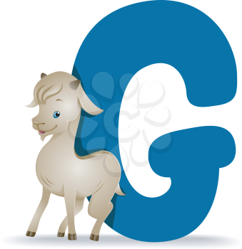 Royalty Free Clipart Image of the Letter G and a Goat