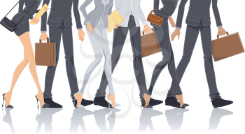 Royalty Free Clipart Image of the Legs of a Group of Businesspeople