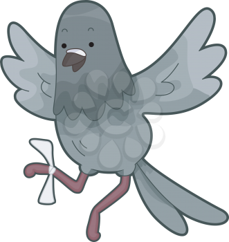 Royalty Free Clipart Image of a Carrier Pigeon With a Letter