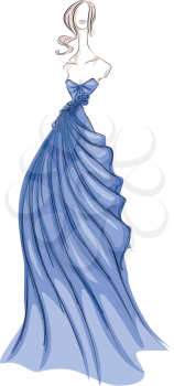 Royalty Free Clipart Image of a Woman in a Long Gown