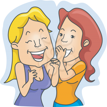 Royalty Free Clipart Image of Whispering Women