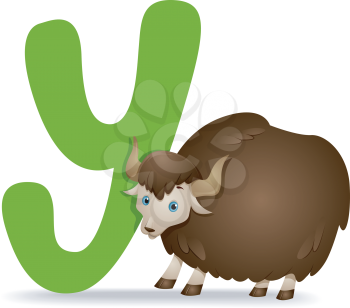 Royalty Free Clipart Image of a Yak and a Y