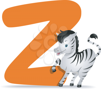 Royalty Free Clipart Image of a Z and a Zebra