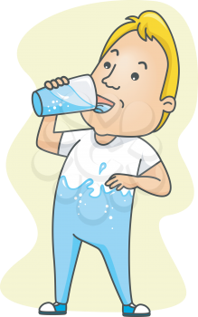 Royalty Free Clipart Image of a Man Filling Up on Water