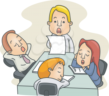 Royalty Free Clipart Image of People Dozing in a Meeting