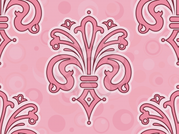 Royalty Free Clipart Image of a Damask Background in Pink