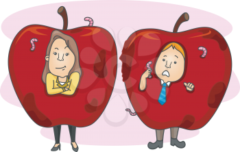 Royalty Free Clipart Image of People in Bad Apples