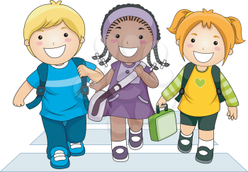 Royalty Free Clipart Image of a Group of Schoolchildren