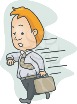 Royalty Free Clipart Image of a Man in a Hurry Checking His Watch