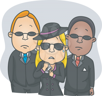 Royalty Free Clipart Image of a Group of People in Black
