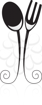 Royalty Free Clipart Image of a Stylized Fork and Sppon