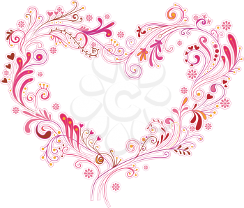 Royalty Free Clipart Image of a Pink Vine Heart