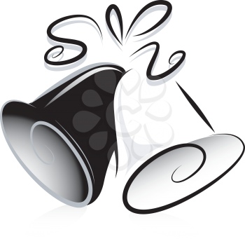 Royalty Free Clipart Image of Black and White Wedding Bells