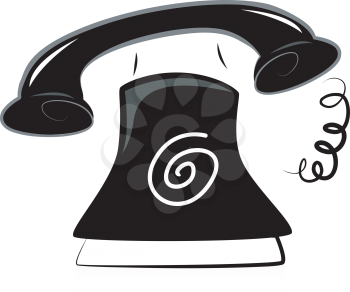 Royalty Free Clipart Image of a Black and White Telephone