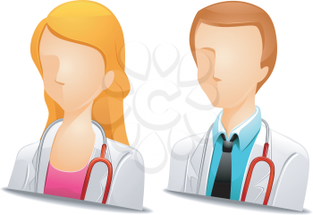 Royalty Free Clipart Image of Faceless Doctors