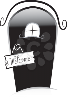 Royalty Free Clipart Image of a Door With a Welcome Sign