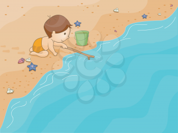 Royalty Free Clipart Image of a Child at the Beach