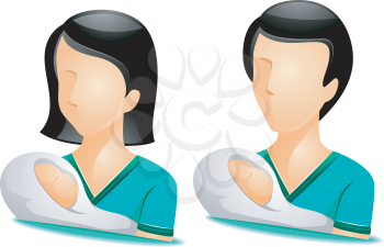 Royalty Free Clipart Image of Doctors With Babies