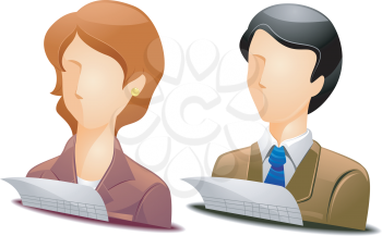 Royalty Free Clipart Image of Faces People in Business Clothes