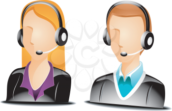 Royalty Free Clipart Image of Faceless Call Centre Agents