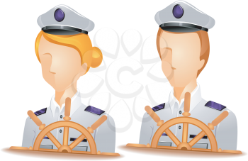 Royalty Free Clipart Image of Ships Captains
