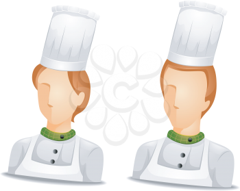 Royalty Free Clipart Image of Faceless Chefs