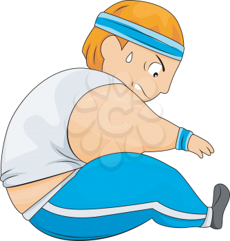 Royalty Free Clipart Image of a Plump Guy Exercising