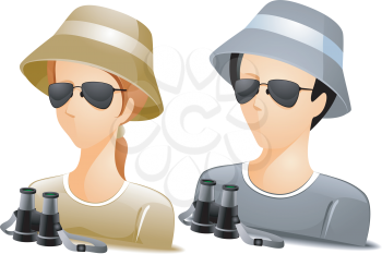Royalty Free Clipart Image of Faceless People With Binoculars