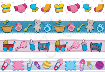 Royalty Free Clipart Image of Four Baby Borders