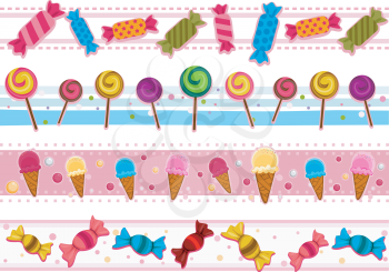 Royalty Free Clipart Image of a Set of Candy Borders