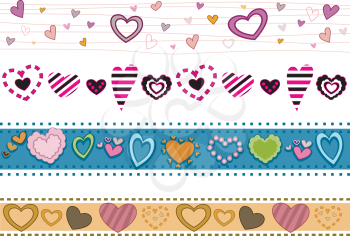 Royalty Free Clipart Image of a Collection of Heart Borders