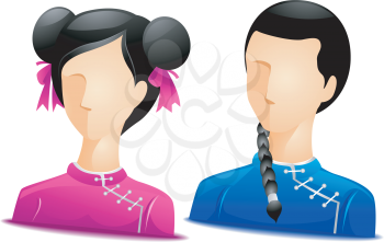 Royalty Free Clipart Image of Faceless Chinese People
