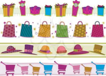 Royalty Free Clipart Image of a Collection of Shopping Borders