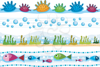Royalty Free Clipart Image of a Collection of Underwater Border