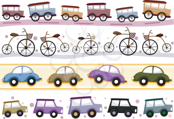 Royalty Free Clipart Image of Vintage Transportation Borders