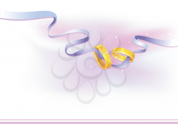 Royalty Free Clipart Image of Wedding Bands Tied By a Ribbon