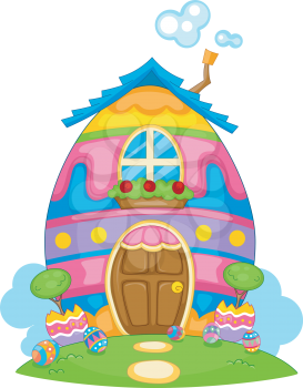 Royalty Free Clipart Image of a Easter Egg House