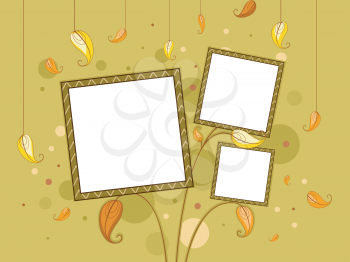 Royalty Free Clipart Image of Frames on an Autumn-Themed Background
