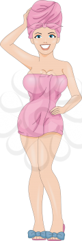 Royalty Free Clipart Image of a Woman Wearing a Towel and Turban