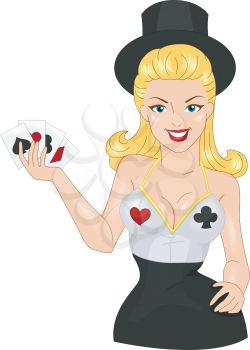 Royalty Free Clipart Image of a Casino Girl