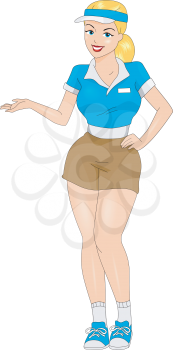 Royalty Free Clipart Image of a Pin-Up Promoter